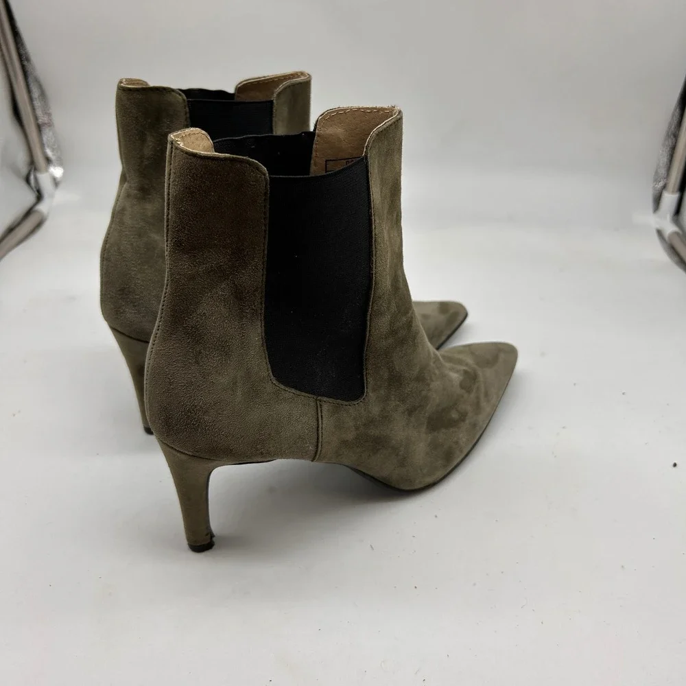 Antonio de Faria Olive Green Suede Pointed Toe Stiletto Ankle Boots Womens 8 39